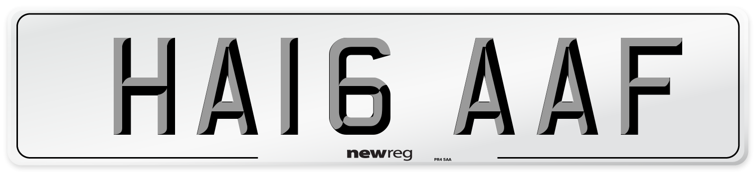 HA16 AAF Number Plate from New Reg